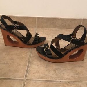 Steve Madden black strappy wedges
